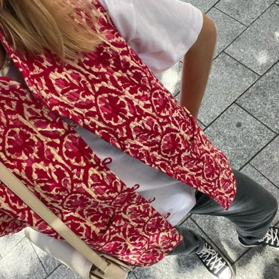 Sommerweste | Geblümt | Knöpfe | Gesteppt Weste | Damenbekleidung