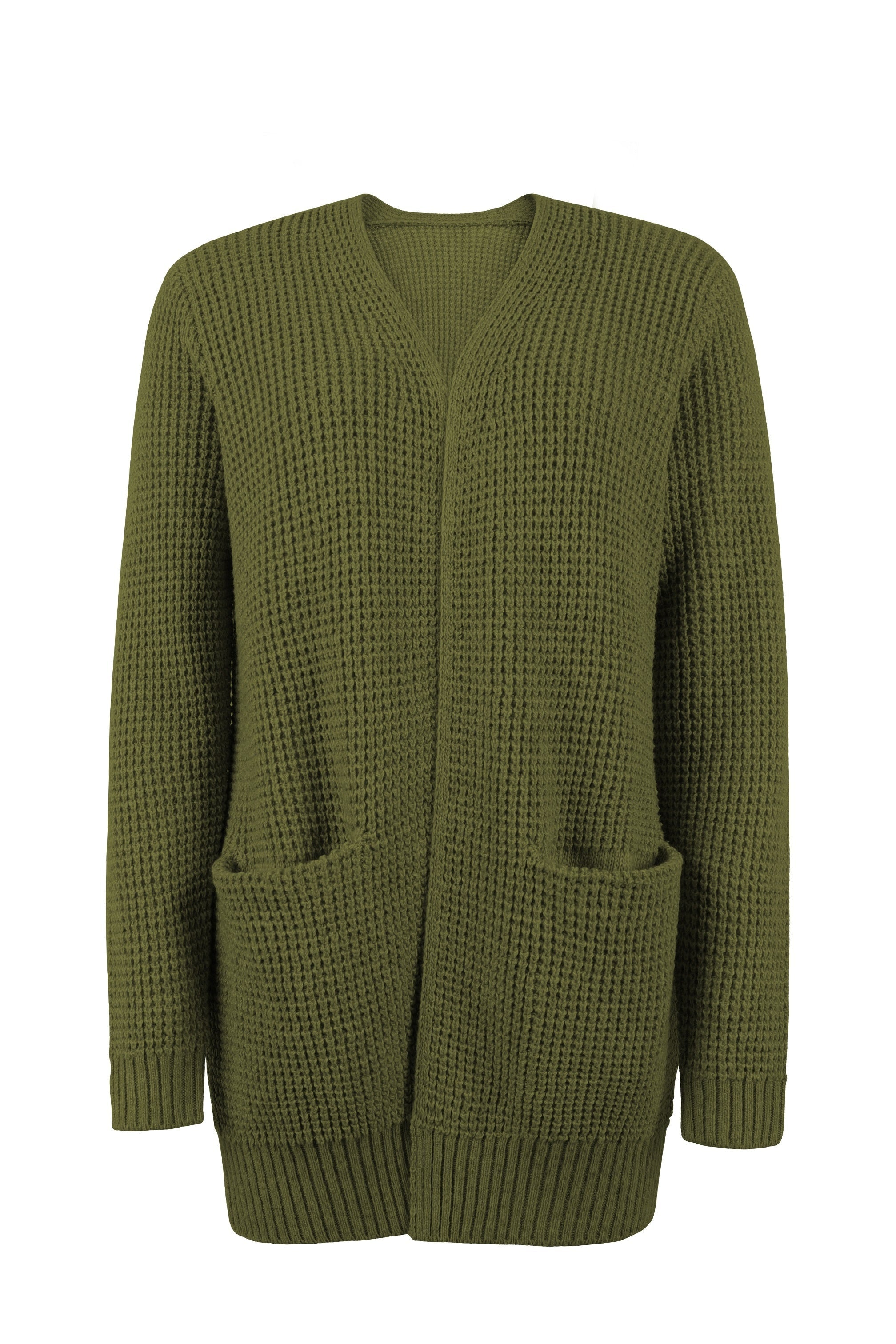 Strickjacke - Damen Strickjacke mit langen Ärmeln, offener Front und Taschen