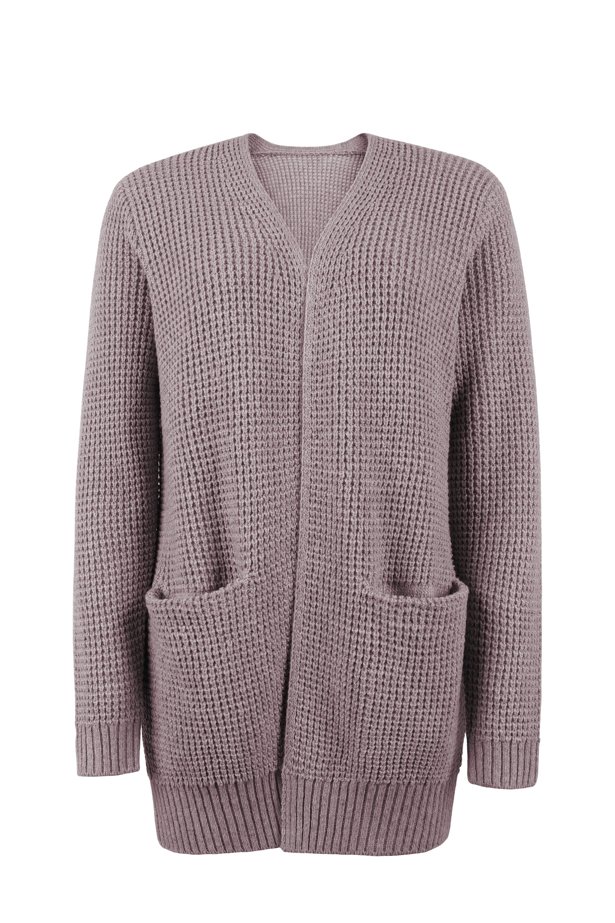 Strickjacke - Damen Strickjacke mit langen Ärmeln, offener Front und Taschen