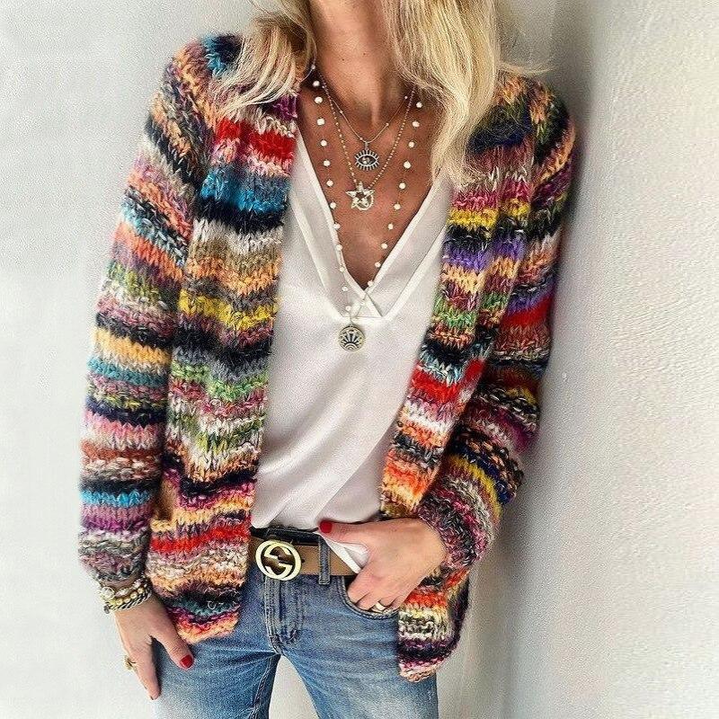 Strickjacke | Gestreift | Langärmlig | Strickwaren | Damenbekleidung