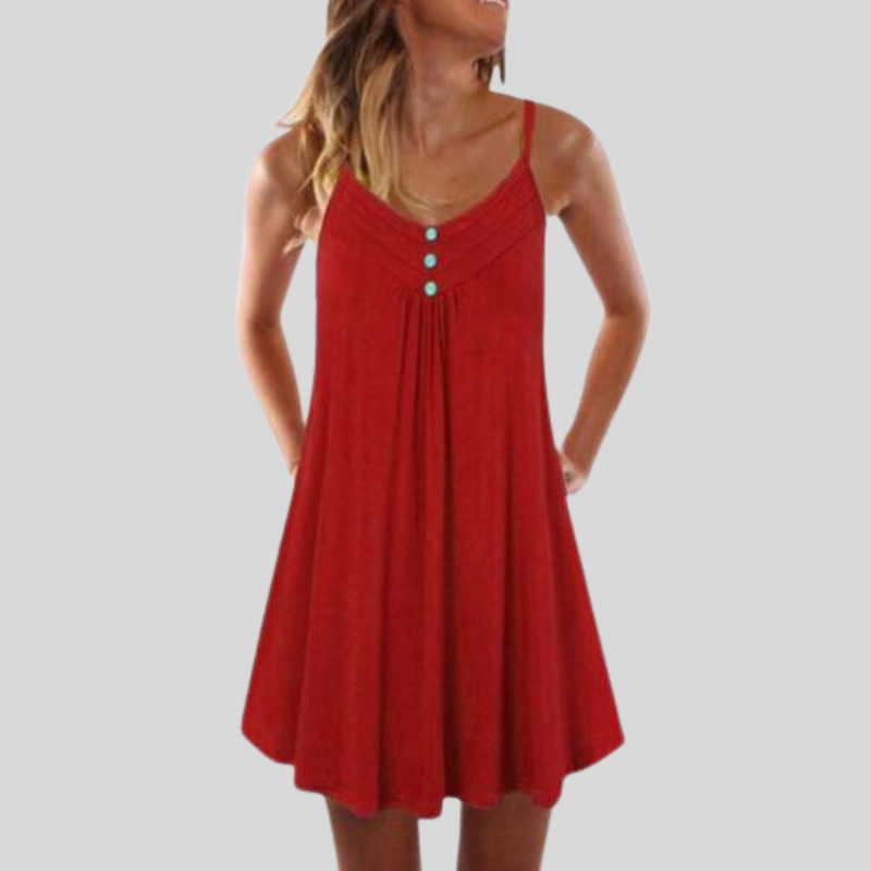 Livia | Baumwollkleid mit Luftigen Trägern und Dekorativen Knöpfen für den Sommer