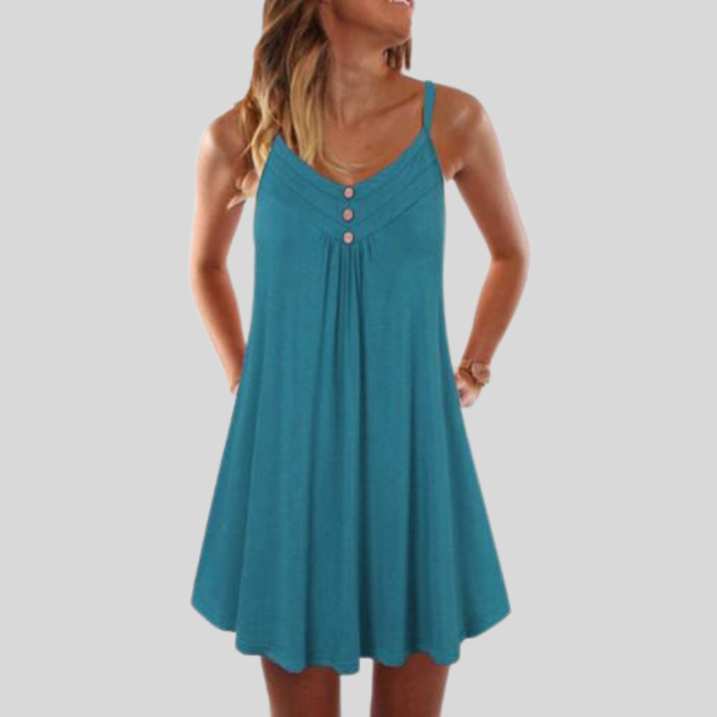 Livia | Baumwollkleid mit Luftigen Trägern und Dekorativen Knöpfen für den Sommer