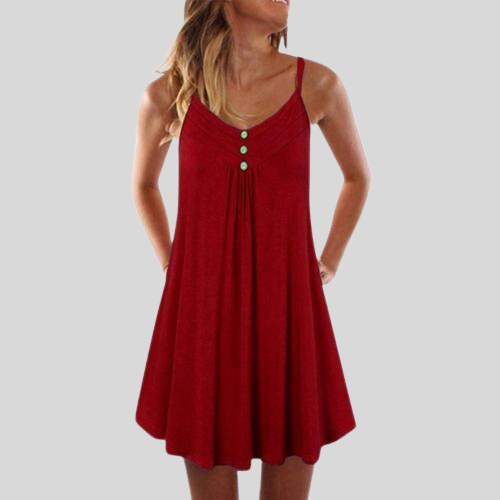 Livia | Baumwollkleid mit Luftigen Trägern und Dekorativen Knöpfen für den Sommer