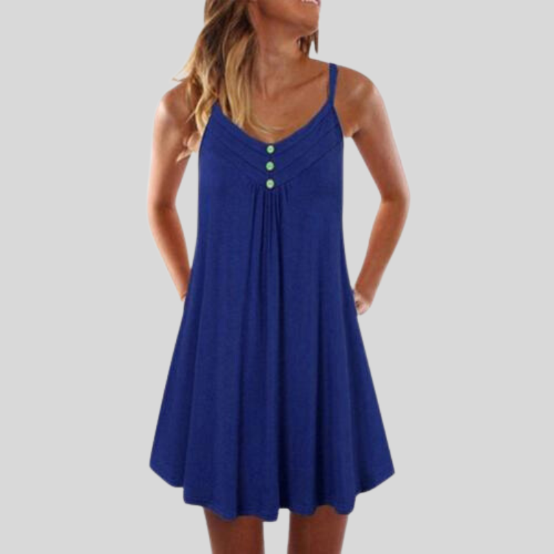 Livia | Baumwollkleid mit Luftigen Trägern und Dekorativen Knöpfen für den Sommer