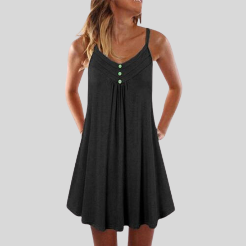 Livia | Baumwollkleid mit Luftigen Trägern und Dekorativen Knöpfen für den Sommer