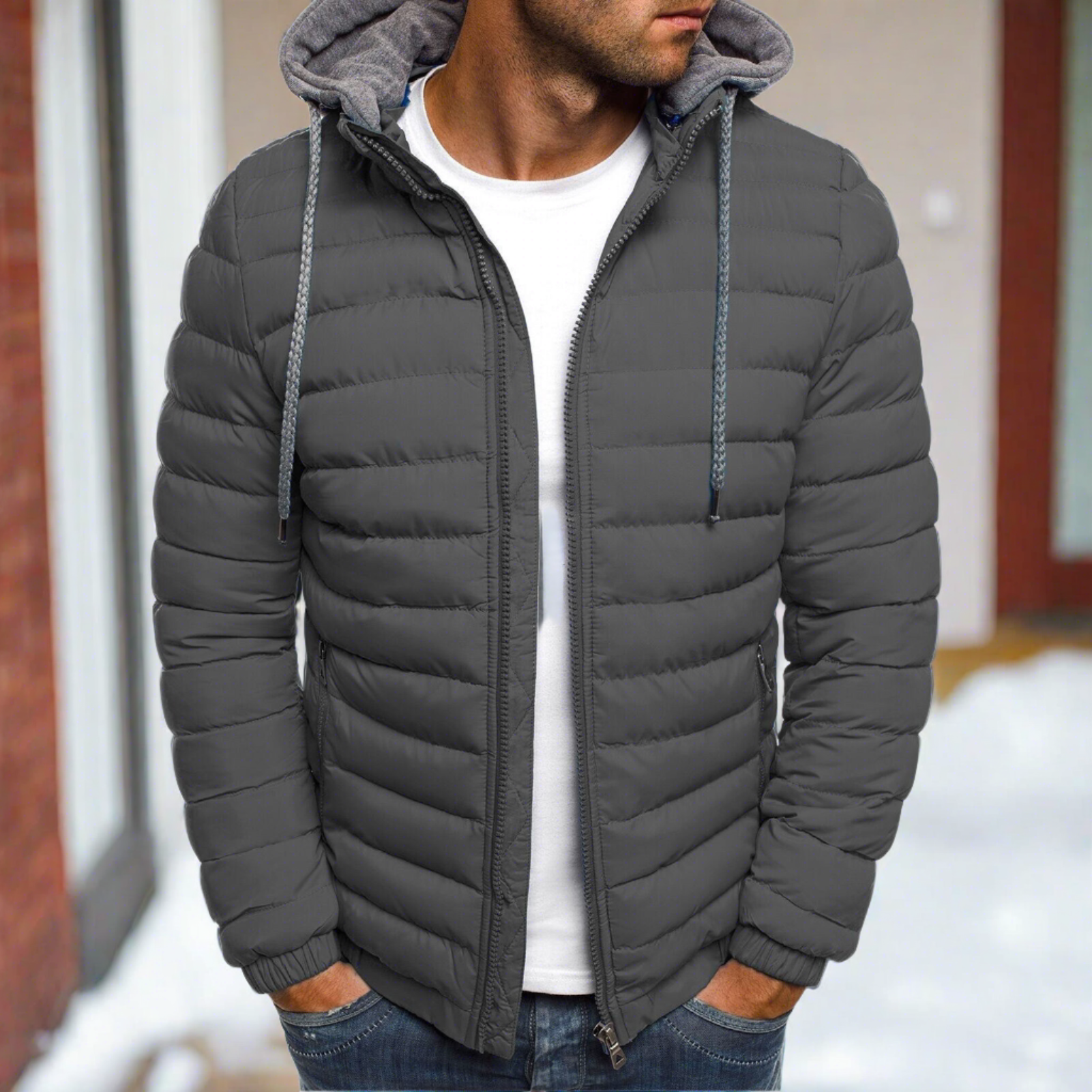 Luca | Steppjacke mit Stil und Abnehmbarer Kapuze für Herren im Winter