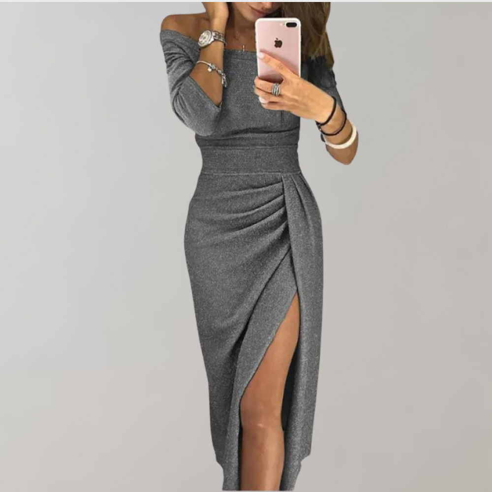 Valentina | Glitzerkleid mit schulterfreiem Design und schimmerndem Stoff für besondere Anlässe