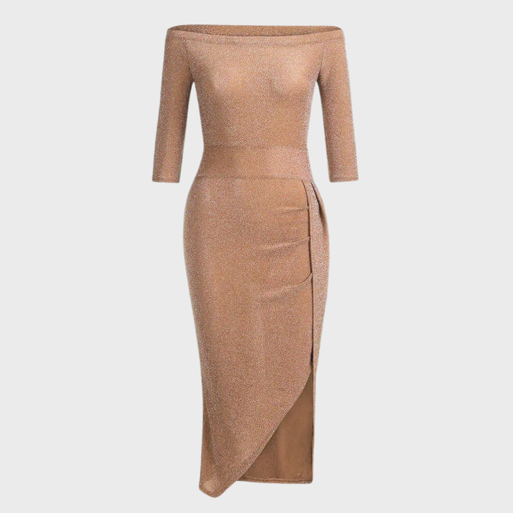 Valentina | Glitzerkleid mit schulterfreiem Design und schimmerndem Stoff für besondere Anlässe