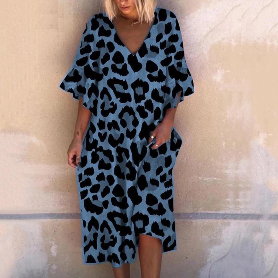 Luna | Maxikleid mit Atmungsaktivem Stoff und Leopardenmuster für Frauen