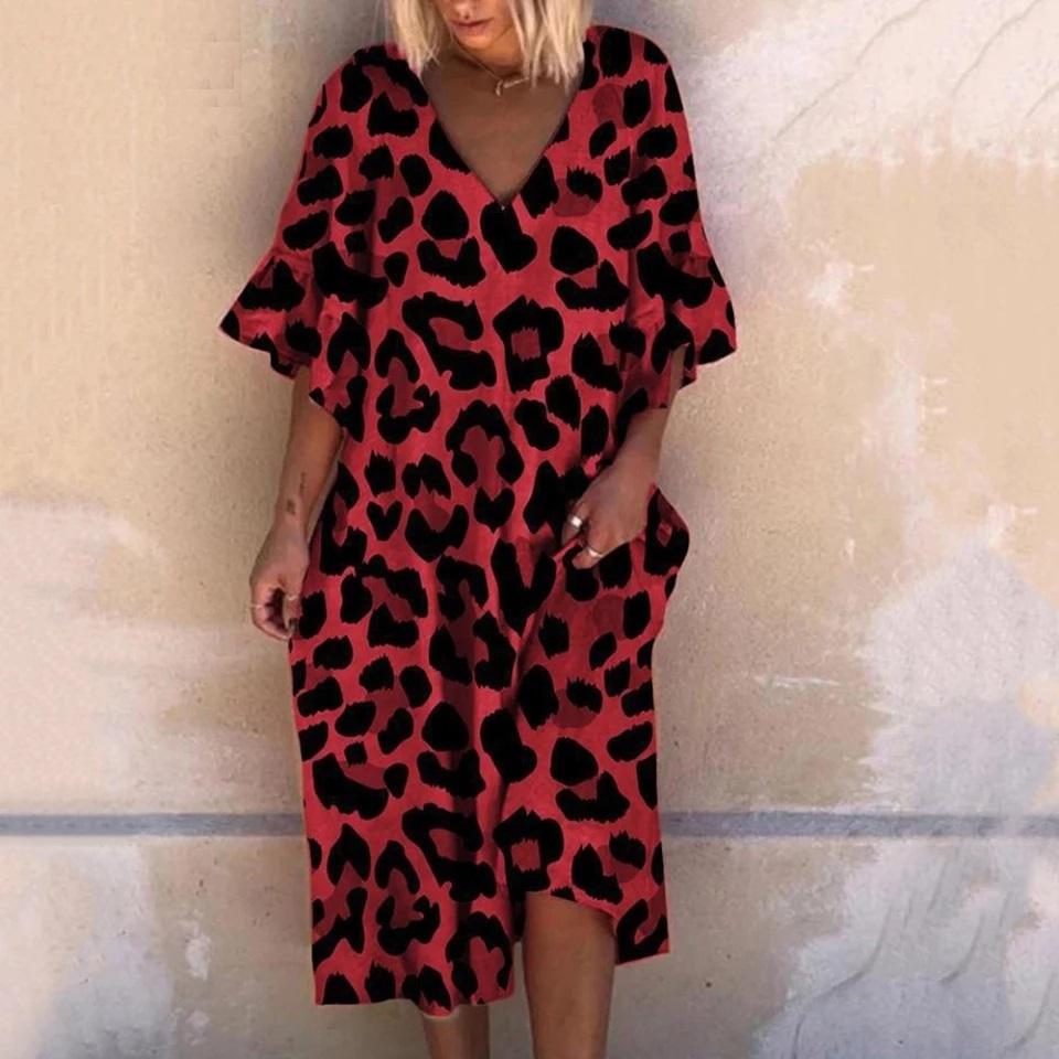 Luna | Maxikleid mit Atmungsaktivem Stoff und Leopardenmuster für Frauen
