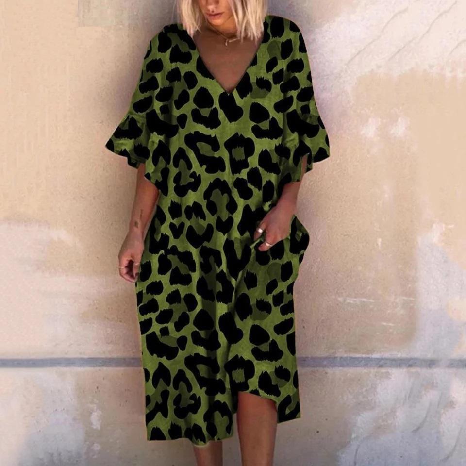 Luna | Maxikleid mit Atmungsaktivem Stoff und Leopardenmuster für Frauen
