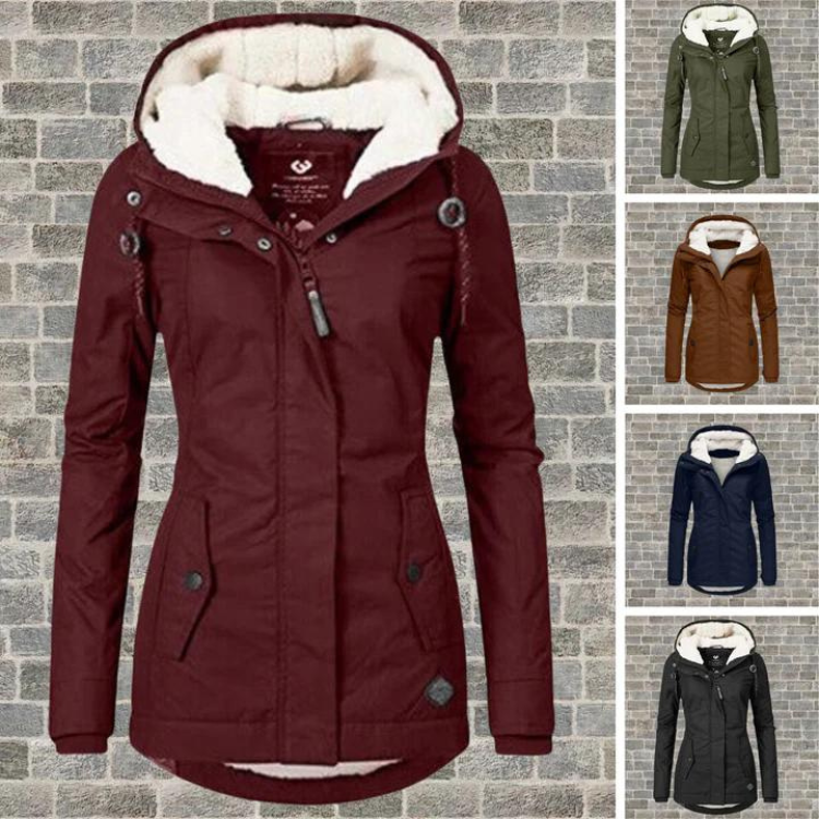 Winter Parka - Pelzgefütterte Shearling Winterjacke für Frauen mit Kapuze