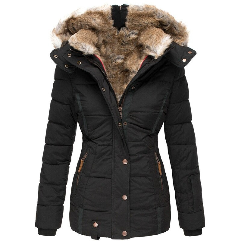 Winterjacke | Kapuze | Fell gefüttert | Pufferjacke | Damenjacke