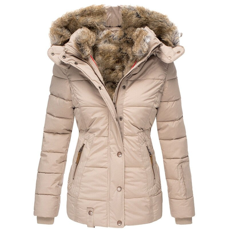 Winterjacke | Kapuze | Fell gefüttert | Pufferjacke | Damenjacke