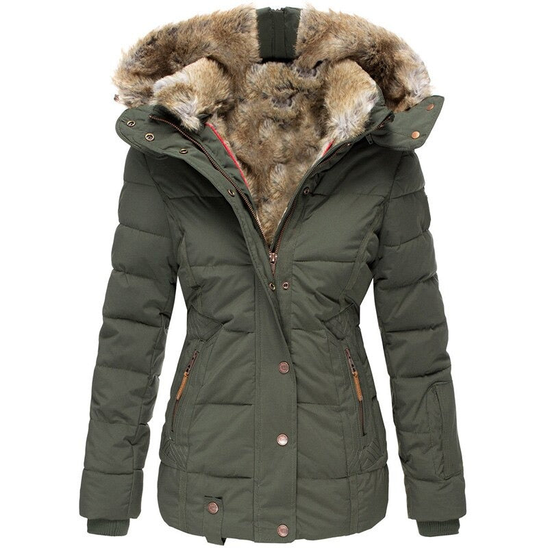 Winterjacke | Kapuze | Fell gefüttert | Pufferjacke | Damenjacke