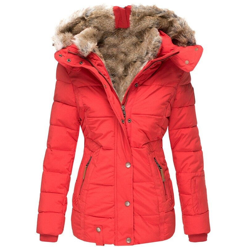 Winterjacke | Kapuze | Fell gefüttert | Pufferjacke | Damenjacke
