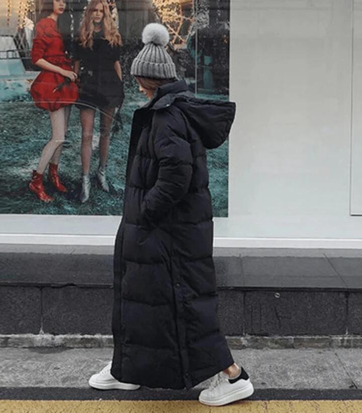 Wintermantel | Lange Kapuzenpuffer Daunen Jacke für Frauen