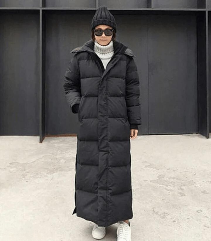 Wintermantel | Lange Kapuzenpuffer Daunen Jacke für Frauen