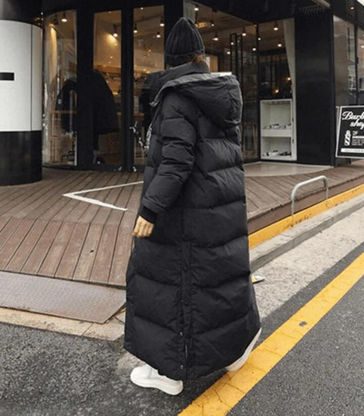 Wintermantel | Lange Kapuzenpuffer Daunen Jacke für Frauen