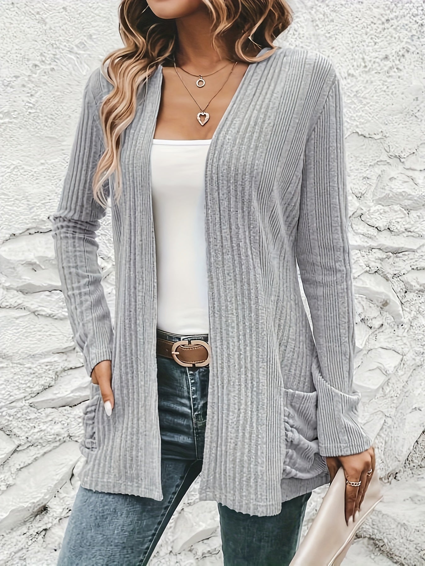 Amara - Rippenstrick-Strickjacke