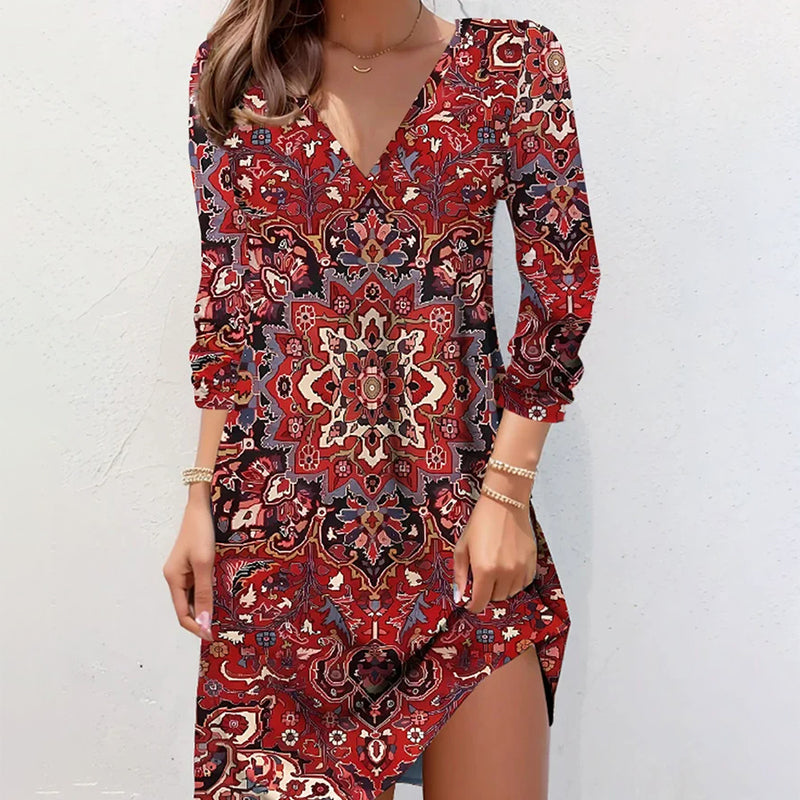 Mira | Minikleid mit Fesselndem Mosaikmuster und Eleganten V-Ausschnitt für Modebewusste Frauen
