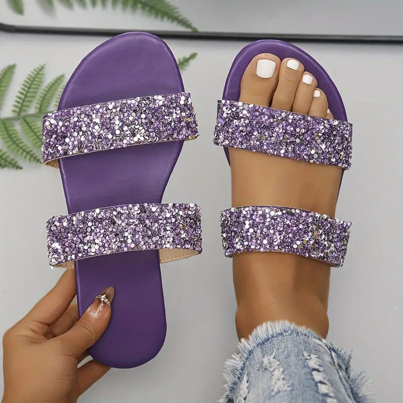 Glitzy | Glitzernde Pailletten Slide Sandalen