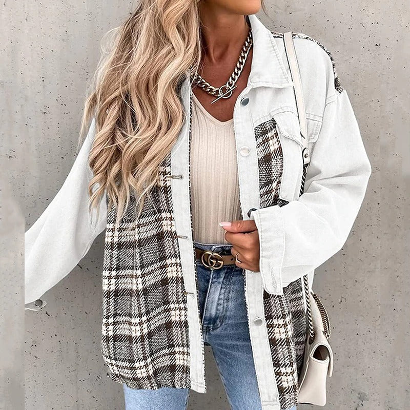 Livia | Overshirt mit Hahnentritt-Muster und Eleganz für Damen