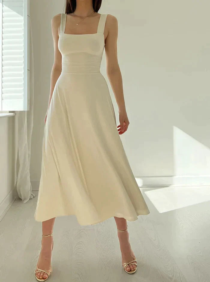 Celina | Midi-Kleid mit Elegantem A-Linien-Schnitt und Schickem Dekolleté für Damen