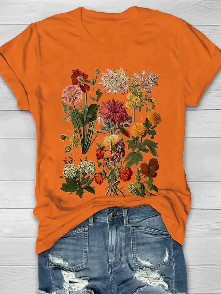 Kylie - Vintage Blumen Print Damen-T-Shirt
