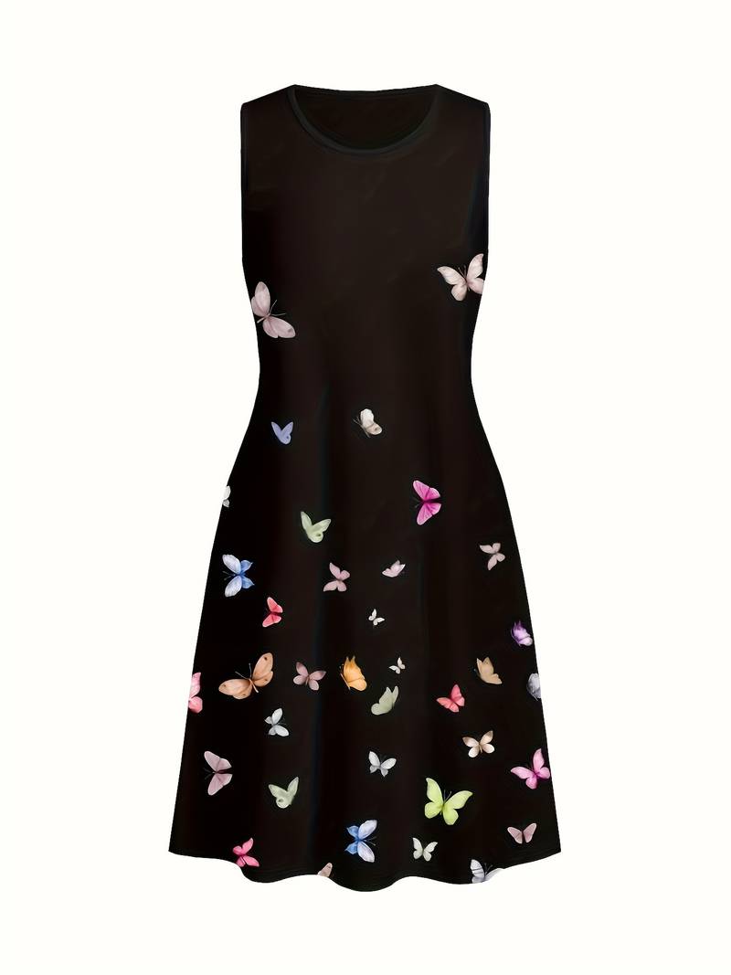 Zoe - Elegantes ärmelloses Kleid mit Schmetterlingsprint