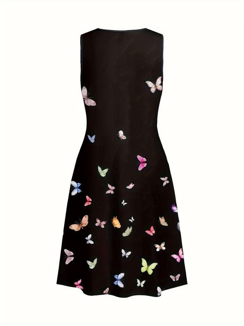 Zoe - Elegantes ärmelloses Kleid mit Schmetterlingsprint