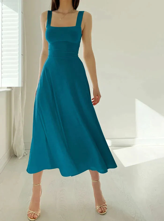 Celina | Midi-Kleid mit Elegantem A-Linien-Schnitt und Schickem Dekolleté für Damen