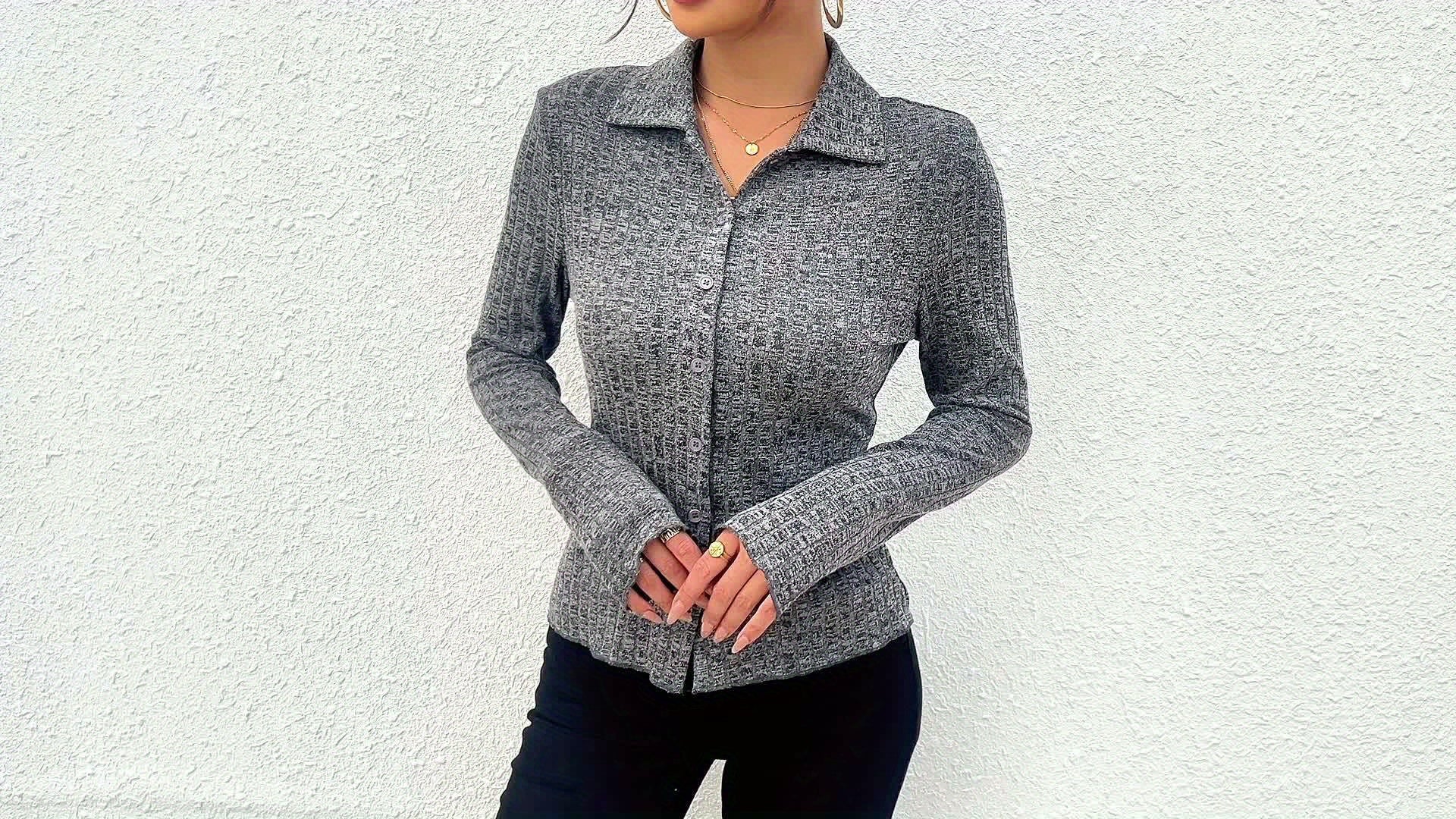 Marigold - Elegante Umlegekragen-Strickjacke