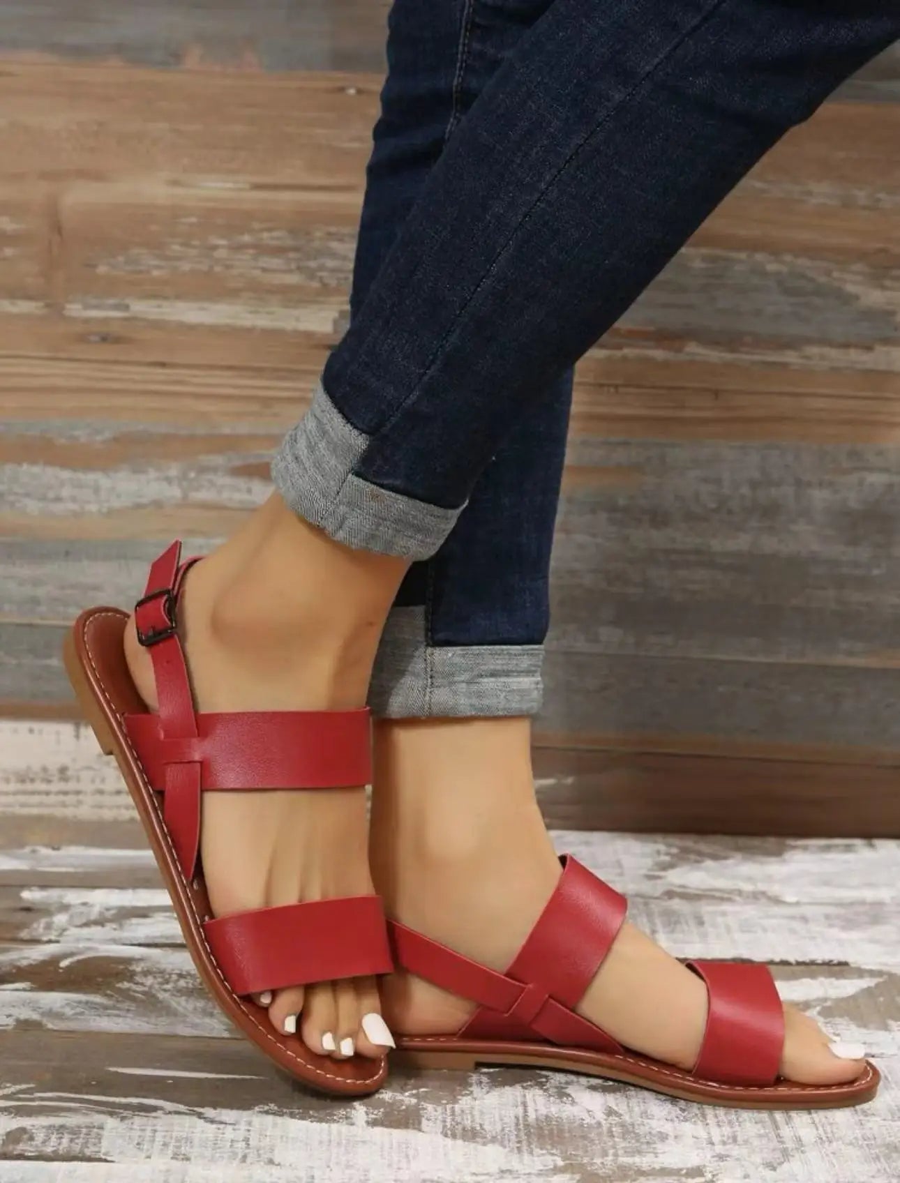 Kendal | Bequeme Flache Ledersandalen