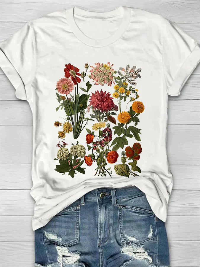 Kylie - Vintage Blumen Print Damen-T-Shirt