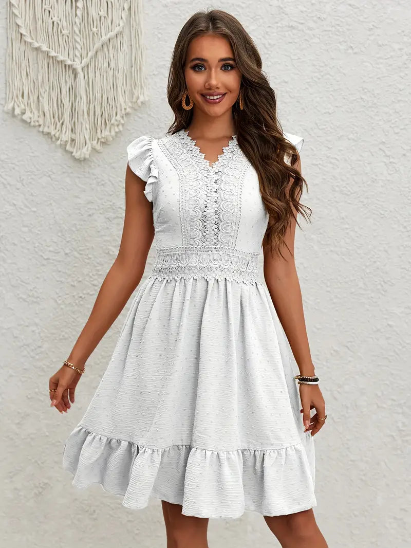 Liana | Kleid mit Eleganter Spitze und Rüschenärmeln für Frauen