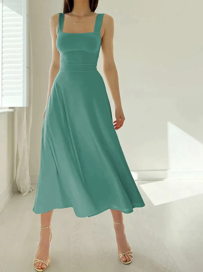 Celina | Midi-Kleid mit Elegantem A-Linien-Schnitt und Schickem Dekolleté für Damen