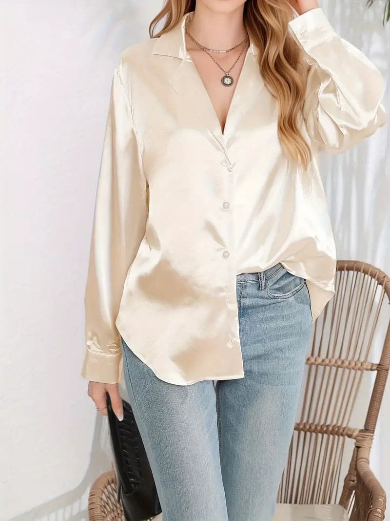 Livia | Bluse mit Knotendetail und luxuriösem Satin für Damen
