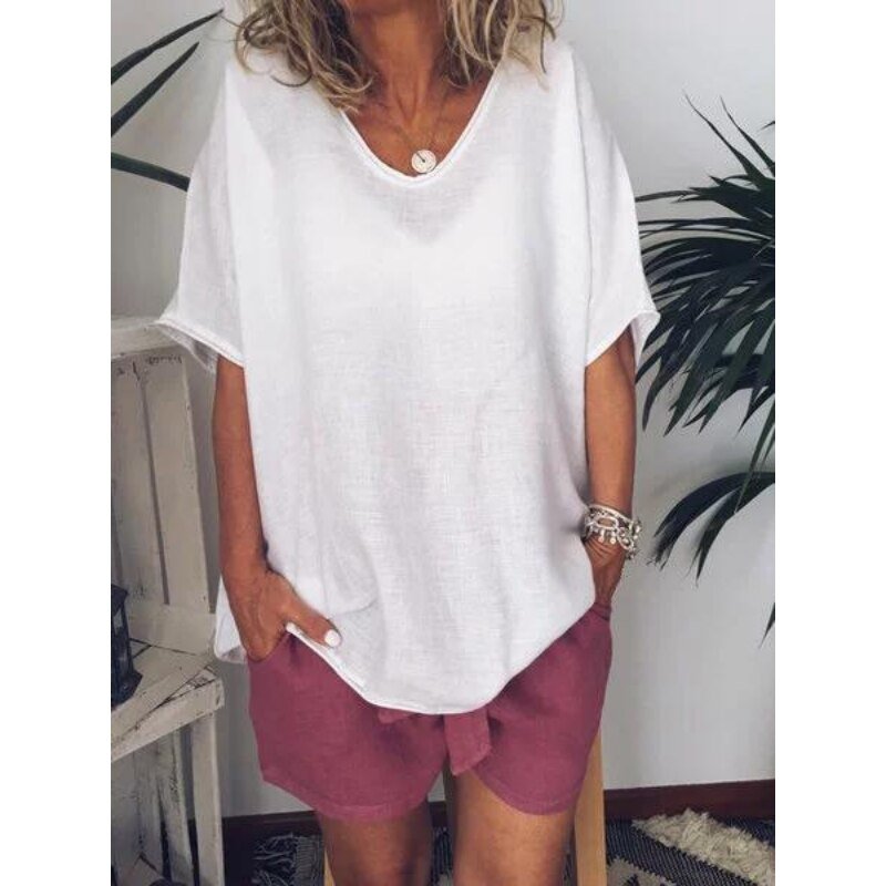 Debra - Übergroßes Leinen-T-Shirt