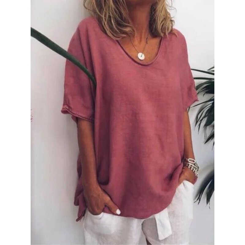Debra - Übergroßes Leinen-T-Shirt