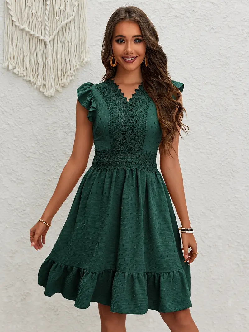 Liana | Kleid mit Eleganter Spitze und Rüschenärmeln für Frauen