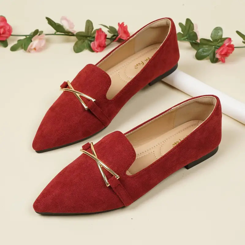 Marimo | Metallic-Schnallen-Dekor Flats