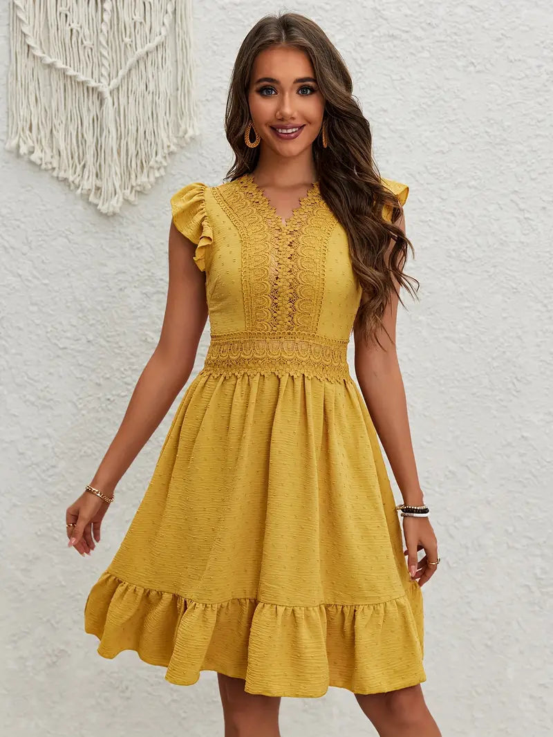 Liana | Kleid mit Eleganter Spitze und Rüschenärmeln für Frauen