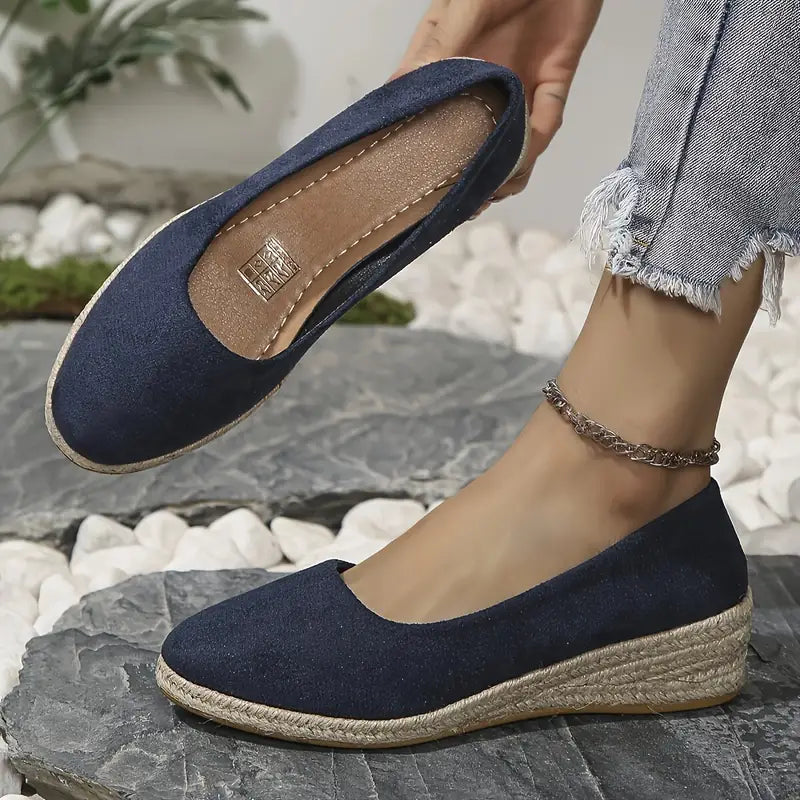 Ida | Einfarbige Slip-On Espadrilles mit Keilabsatz