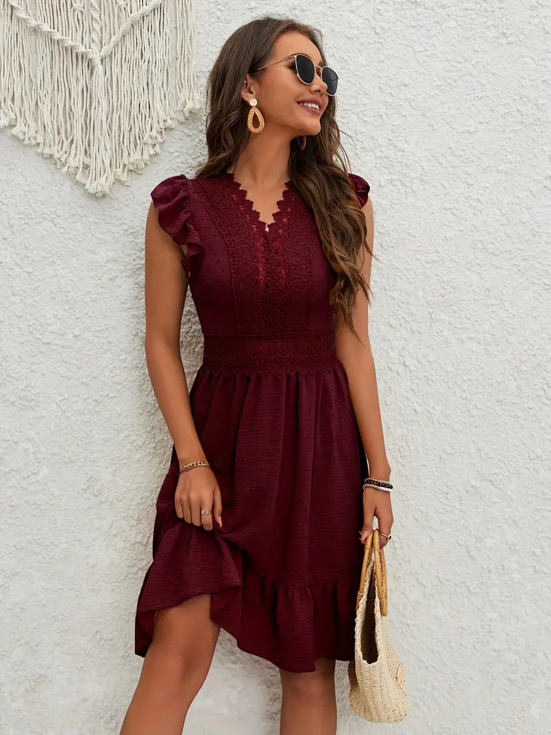 Liana | Kleid mit Eleganter Spitze und Rüschenärmeln für Frauen
