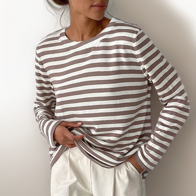 Livia | Langarmshirt mit Atmungsaktiver Baumwollmischung und Zeitlosem Streifenmuster für Frauen