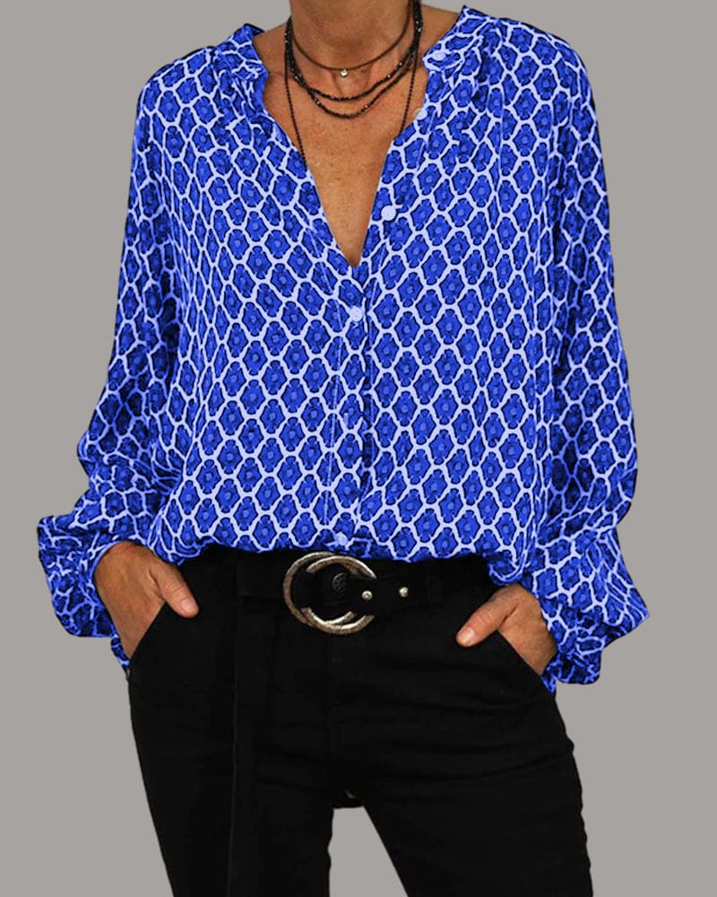 Celestia | Bluse mit Geometrischem Muster und Atmungsaktivem Stoff für Damen