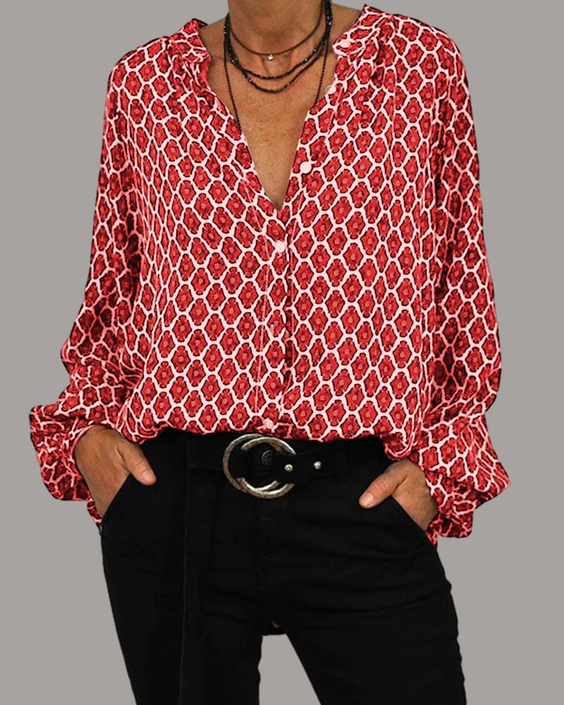 Celestia | Bluse mit Geometrischem Muster und Atmungsaktivem Stoff für Damen