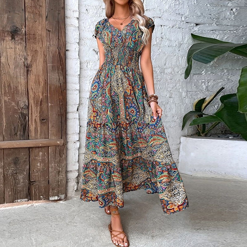 Liora | Maxikleid mit Eleganten V-Ausschnitt und Elastischer Taille für Frauen