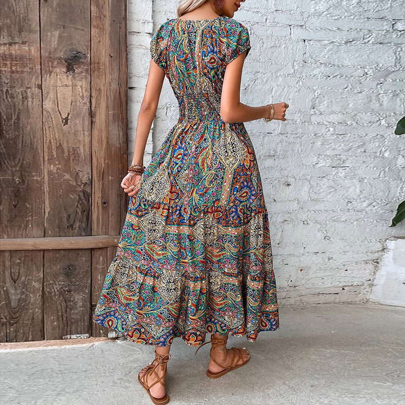 Liora | Maxikleid mit Eleganten V-Ausschnitt und Elastischer Taille für Frauen